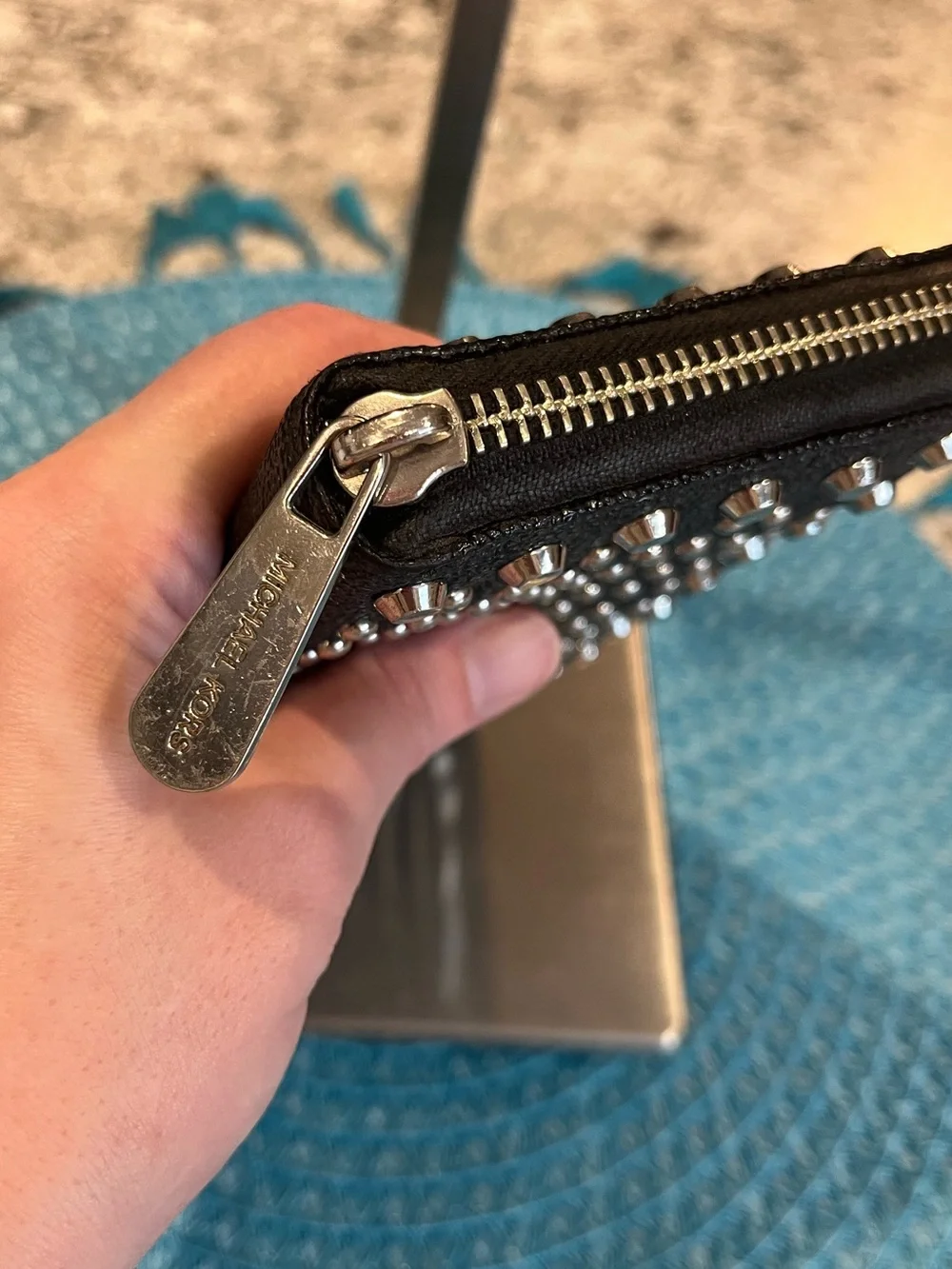 Michael Kors Studded Zip Around Long Wallet